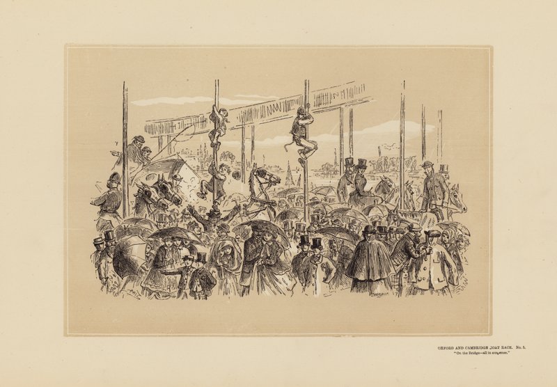 Course de bateaux Oxford et Cambridge, n° 3, Sur le pont (gravure) - Hablot Knight (1815 92) Browne