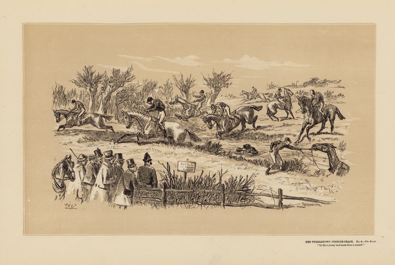 La course de steeple-chase de Tumbletown, n° 6, Le ruisseau - Hablot Knight (1815 92) Browne
