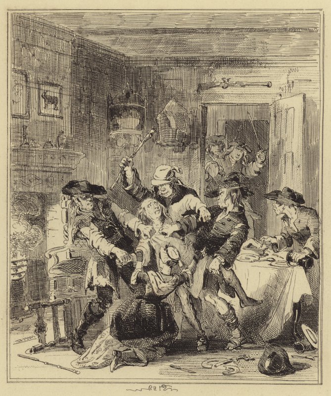 Des cambrioleurs tentant de rôtir M. Porter - Hablot Knight Browne