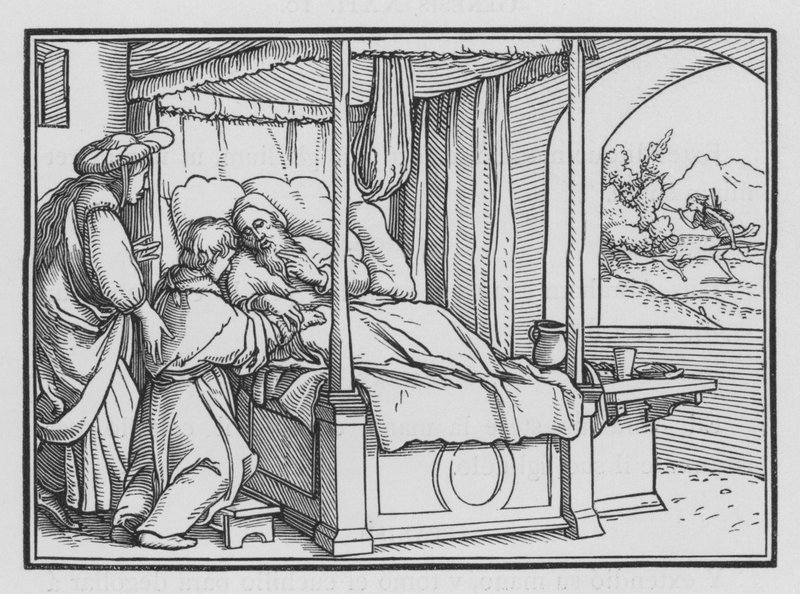Jacob trompe son père et obtient la bénédiction, Genèse XXVII, 21 - Hans Holbein der Jüngere