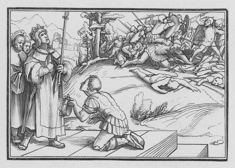 David Lamente sur Saül et Jonathan, 2 Samuel I, 11 - Hans after Holbein the Younger