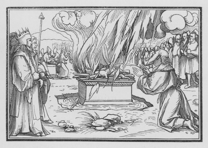 Élie priant, est exaucé par le feu du ciel, 1 Rois XVIII, 38 - Hans after Holbein the Younger