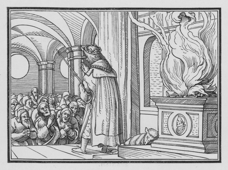 Salomon bénit le peuple et loue Dieu, 2 Chroniques VI, 12 - Hans after Holbein the Younger