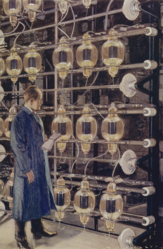 Valves thermioniques dans la station de télégraphie sans fil Marconi à Cefn Du, près de Caernarfon, Pays de Galles - Harold Robert Millar