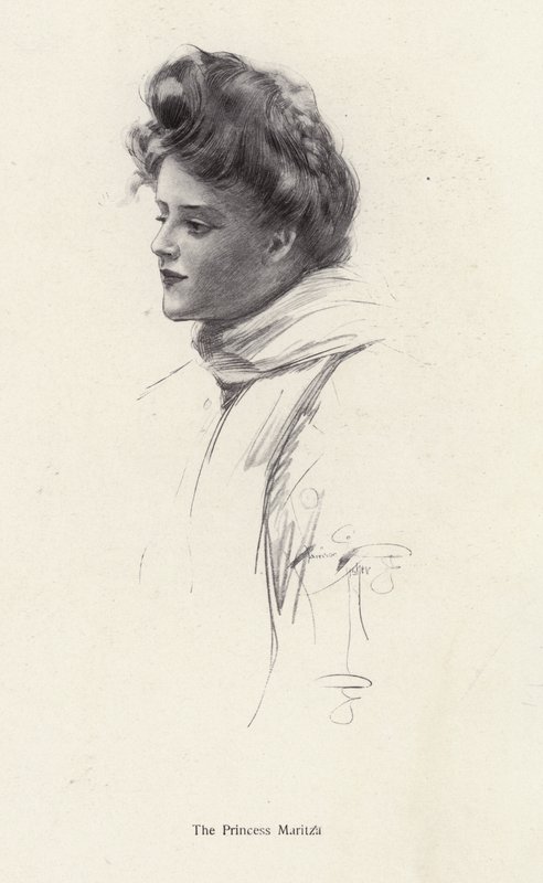 Un personnage, la comtesse Frina Mavrodin du roman, The Princess Moritza, par Percy Brebner - Harrison Fisher