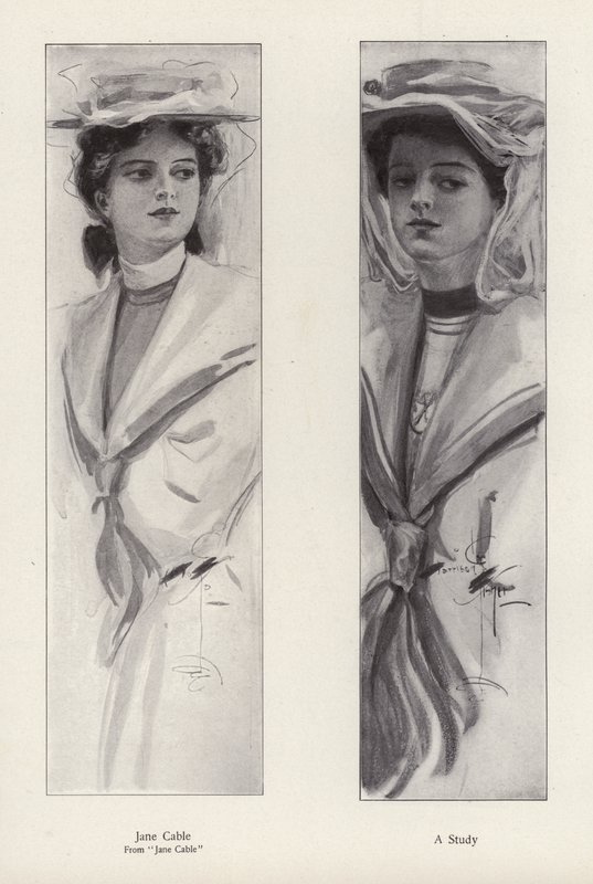Le personnage Jane Cable du roman Jane Cable, par George Barr McCutcheon (lithographie) - Harrison Fisher