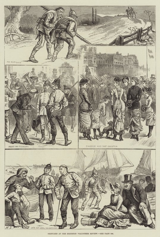 Croquis à la revue des volontaires de Brighton - Harry Furniss