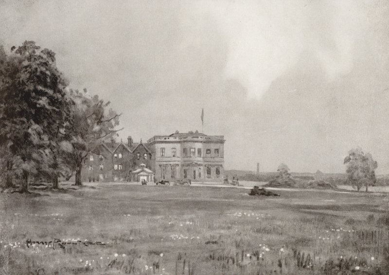 Terrains de golf : Trafford Park, la maison du club depuis le dix-huitième tee - Harry (1878 1950) Rountree