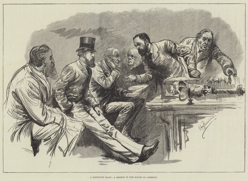 Un Point Difficile, une esquisse à la Chambre des Communes - Harry Furniss