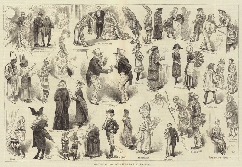 Croquis du bal costumé à Liverpool - Harry Furniss