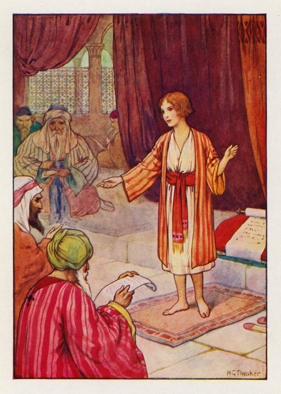 Trois jours plus tard, ils le trouvèrent dans le Temple (lithographie en couleurs). - Harry George Theaker