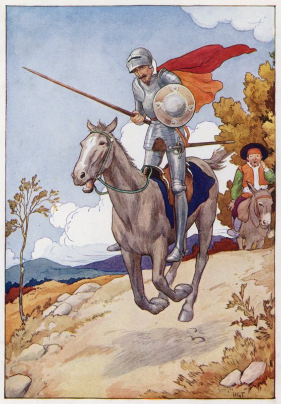 Illustration pour Don Quichotte (lithographie couleur) - Harry George Theaker