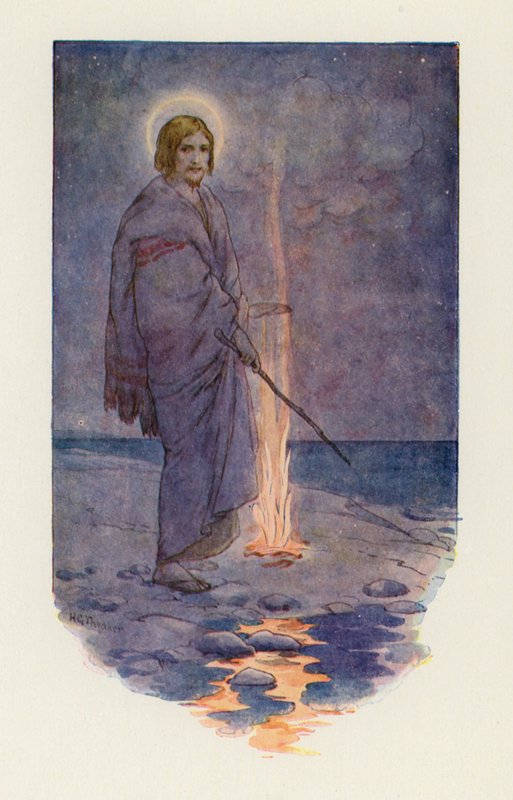 Jésus se tenait sur le rivage (lithographie couleur) - Harry George Theaker