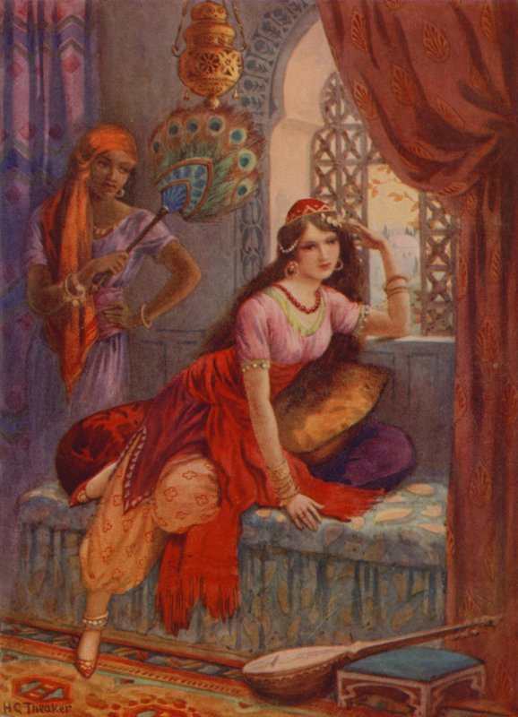 La fiancée de Sindbad (lithographie couleur) - Harry George Theaker
