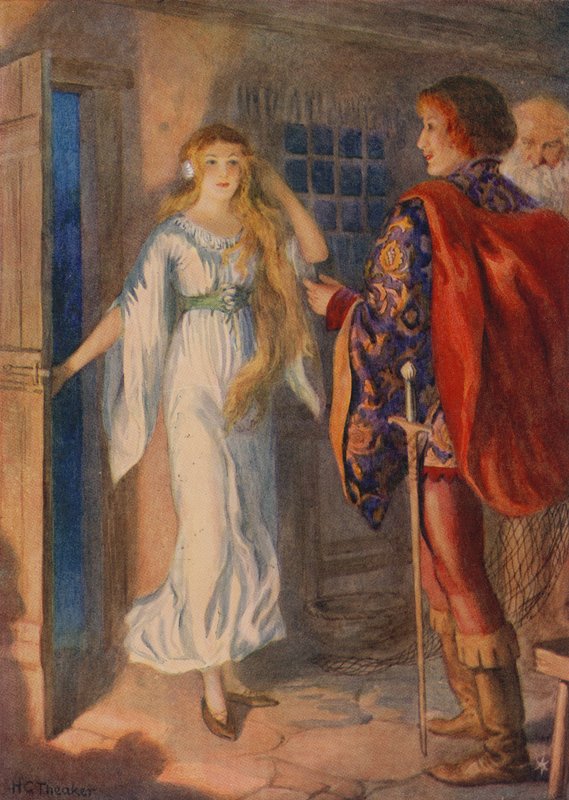 Sir Huldbrand et Undine, de "Undine" (lithographie couleur) - Harry George Theaker