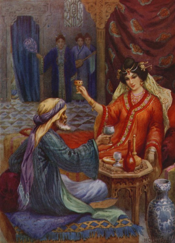 La princesse et le magicien (lithographie couleur) - Harry George Theaker