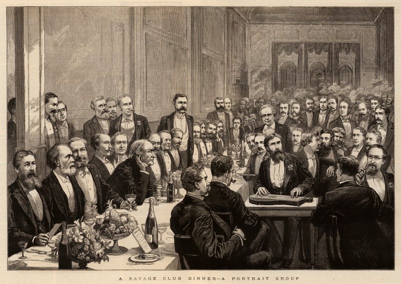 Dîner du Savage Club, un groupe de portraits - Harry Hamilton Johnston