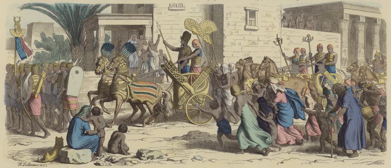 Un pharaon égyptien ancien partant en guerre - Heinrich Leutemann