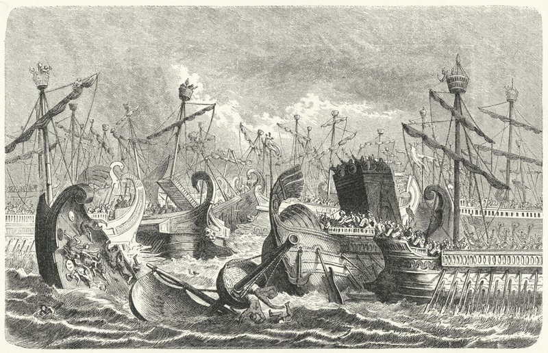 Victoire de la flotte romaine sur les Carthaginois à la bataille des Îles Égates, 241 av. J.-C. - Heinrich Leutemann