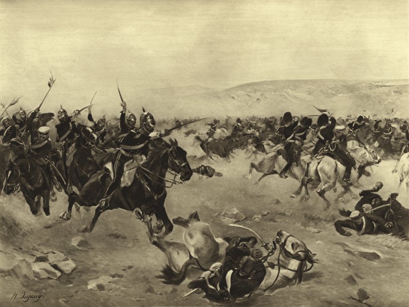 La charge de la brigade lourde, bataille de Balaclava, 1854 - Henri Louis Dupray