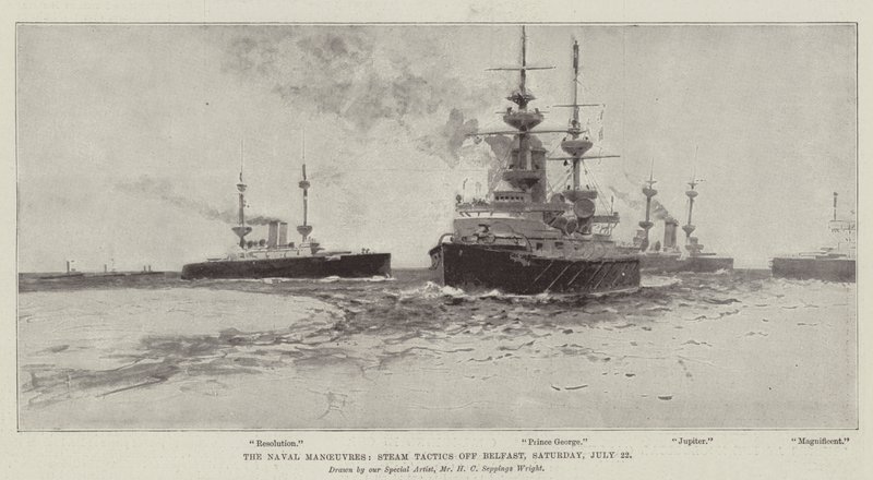 Les manœuvres navales, tactiques à vapeur au large de Belfast, samedi 22 juillet - Henry Charles Seppings Wright