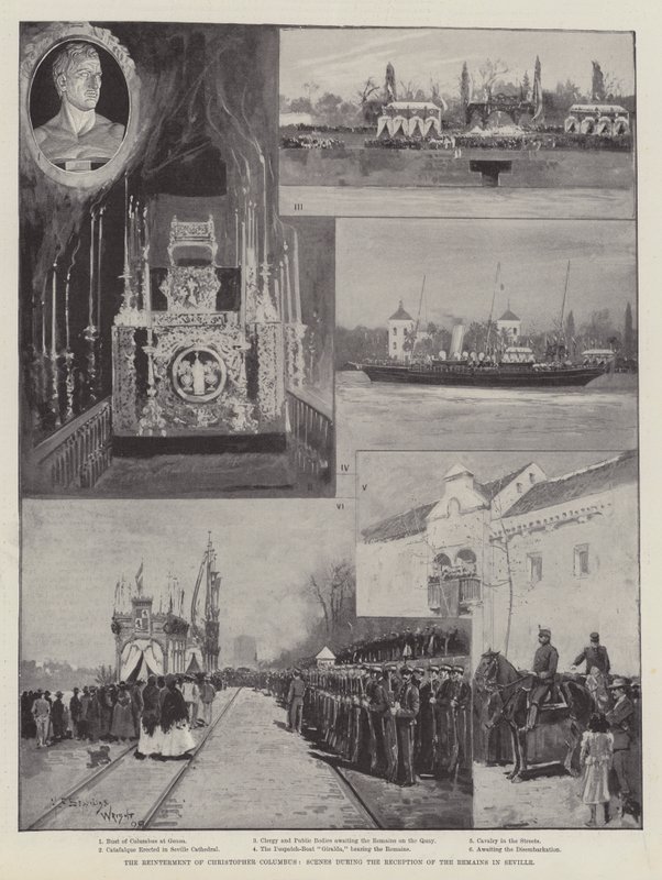 La réinhumation de Christophe Colomb, scènes lors de la réception des restes à Séville - Henry Charles Seppings Wright