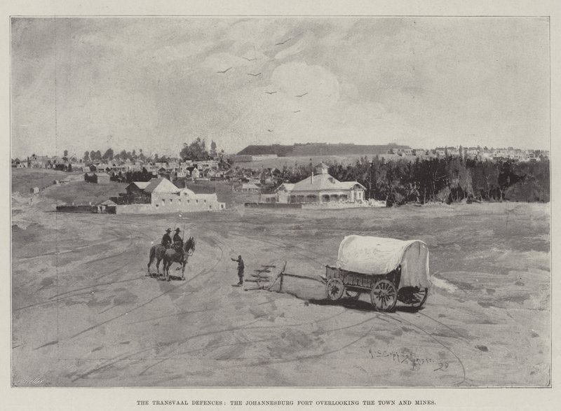 Les Défenses du Transvaal, le Fort de Johannesburg surplombant la ville et les mines - Henry Charles Seppings Wright