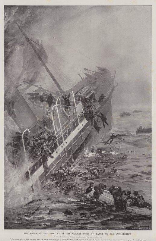 Le naufrage du Stella sur les rochers Casquet le 30 mars, le dernier moment - Henry Charles Seppings Wright