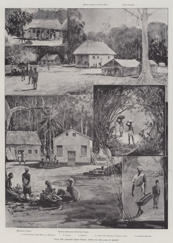 Avec la force de campagne Ashanti, vues sur la ligne de marche - Henry Charles Seppings Wright