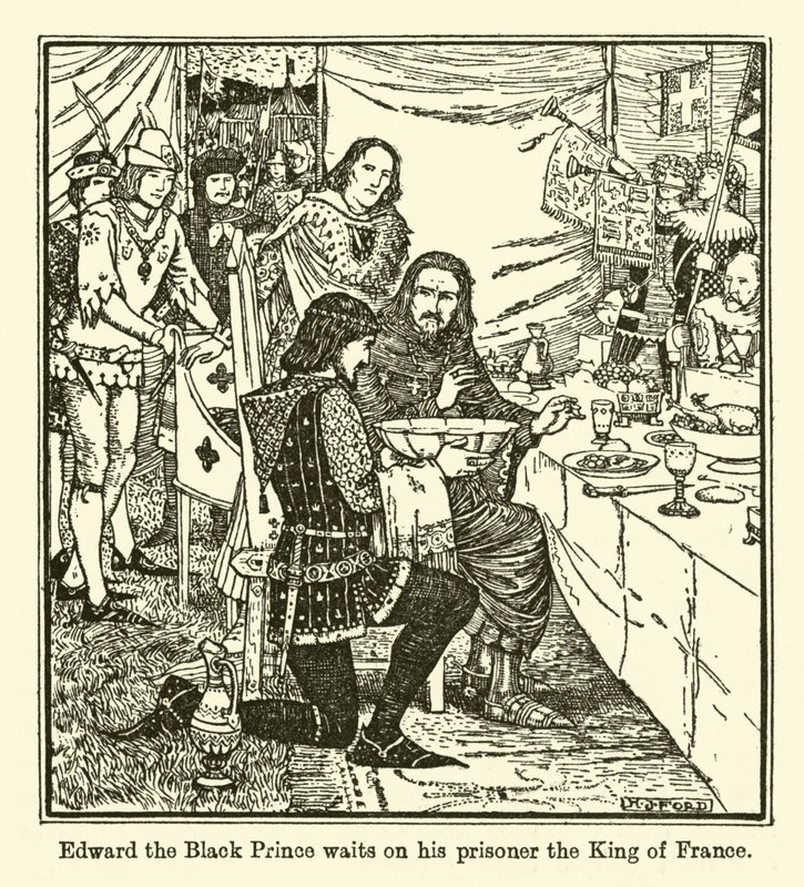 Édouard le Prince Noir attend son prisonnier le Roi de France - Henry Justice Ford