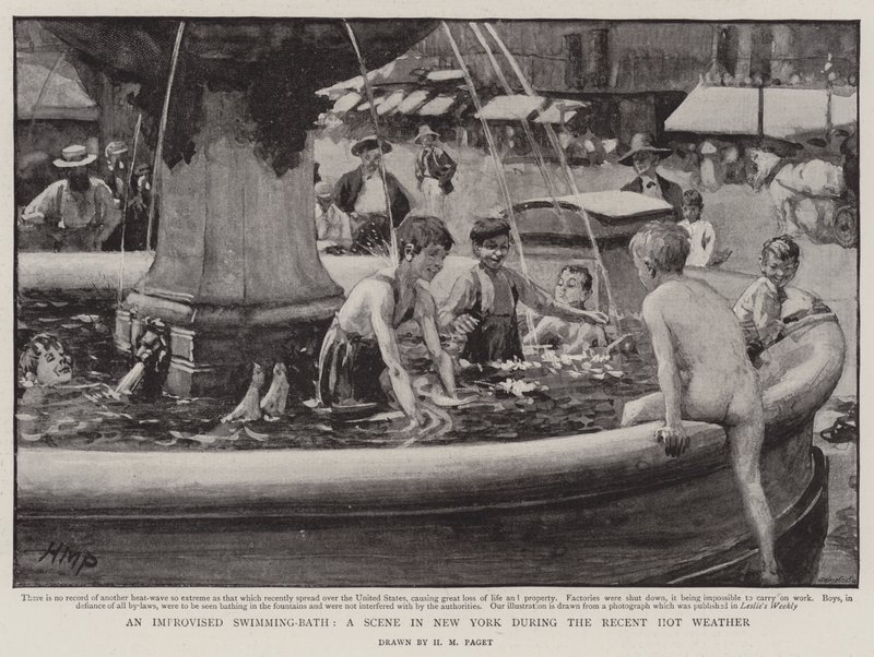 Une piscine improvisée, une scène à New York pendant la récente canicule - Henry Marriott Paget