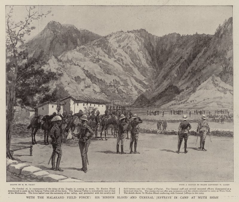 Avec la Force de Campagne de Malakand, Sir Bindon Blood et le Général Jeffreys en Camp à Muta Shah - Henry Marriott Paget