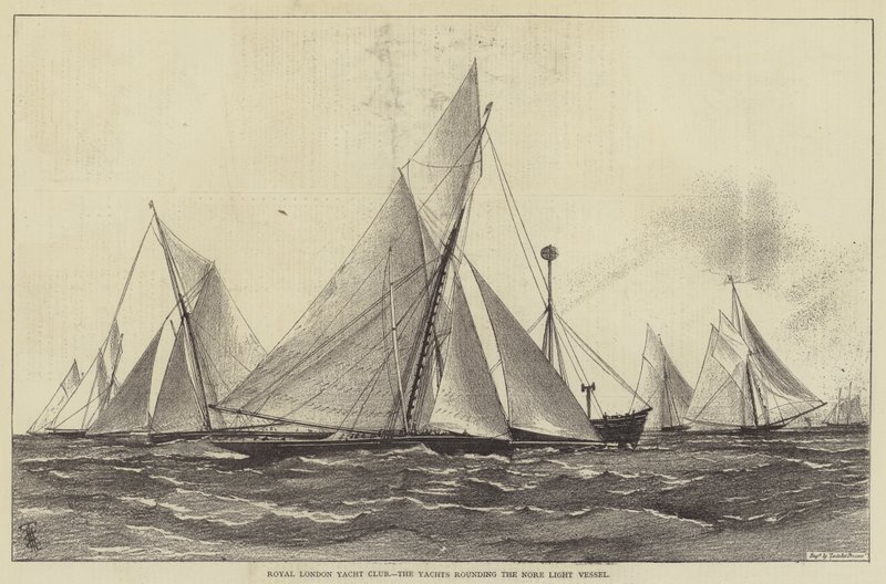 Royal London Yacht Club, les yachts contournant le navire-phare de Nore - Henry Spernon Tozer