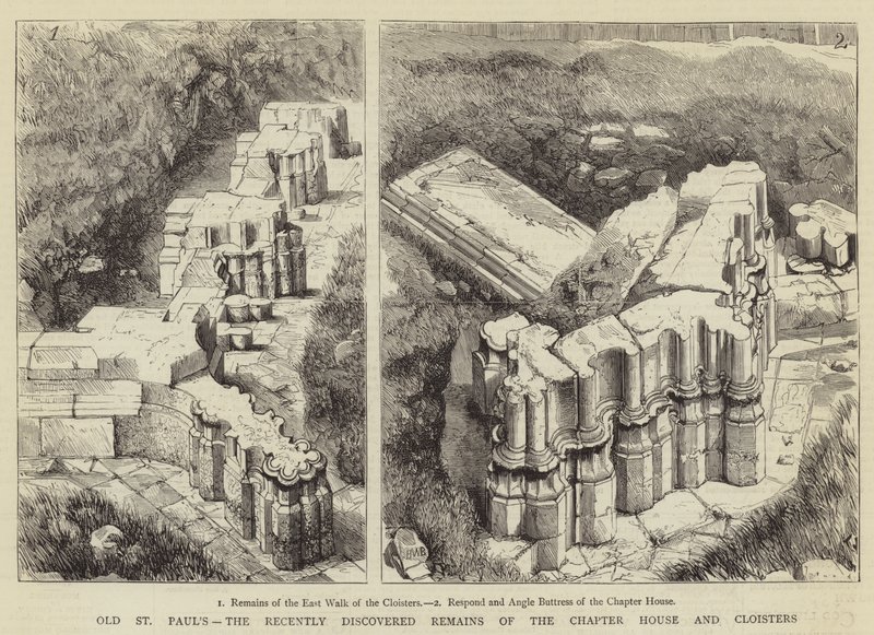 Ancienne cathédrale Saint-Paul, les vestiges récemment découverts de la salle capitulaire et des cloîtres - Henry William Brewer