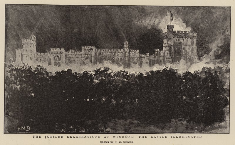 Les célébrations du jubilé à Windsor, le château illuminé - Henry William Brewer