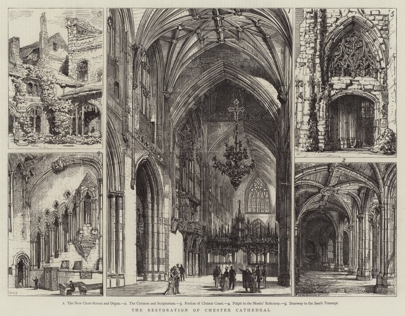 La restauration de la cathédrale de Chester - Henry William Brewer