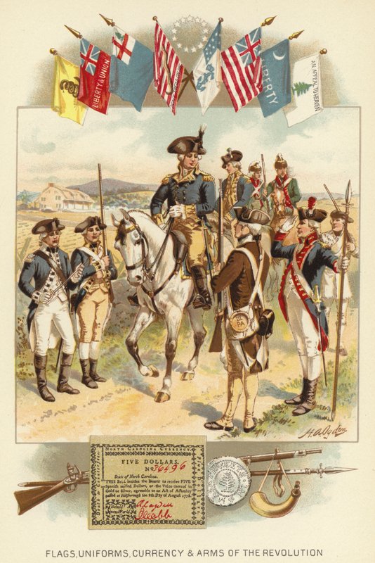 Drapeaux, uniformes, monnaie et armes de la Révolution - Henry Alexander (after) Ogden