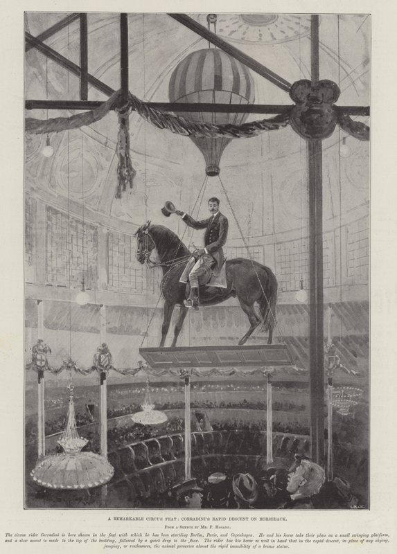 Un exploit de cirque remarquable, la descente rapide à cheval de Corradini - Henry Charles Seppings Wright