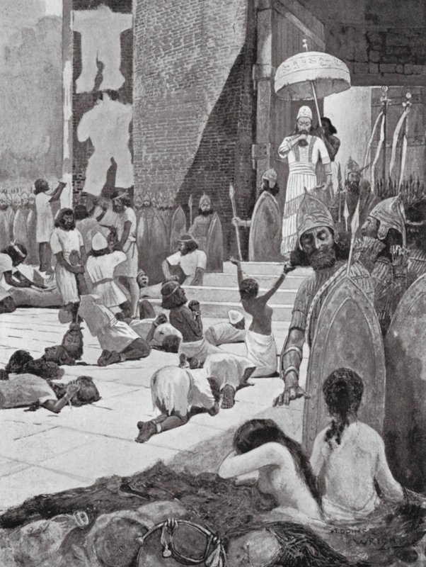 Ashur-nasir-pal und seine Kriegsgefangenen von Henry Charles Seppings Wright