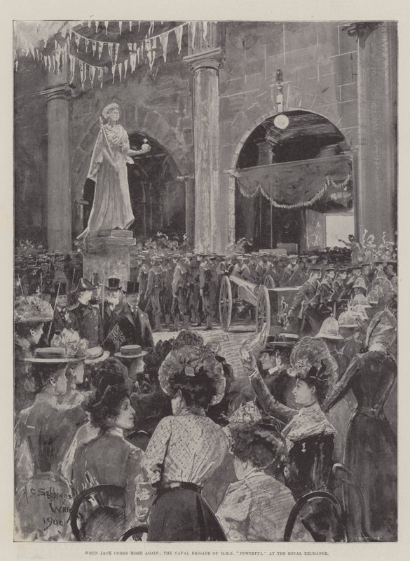Quand Jack revient à la maison, la brigade navale du HMS Powerful à la Bourse de Londres - Henry Charles Seppings Wright