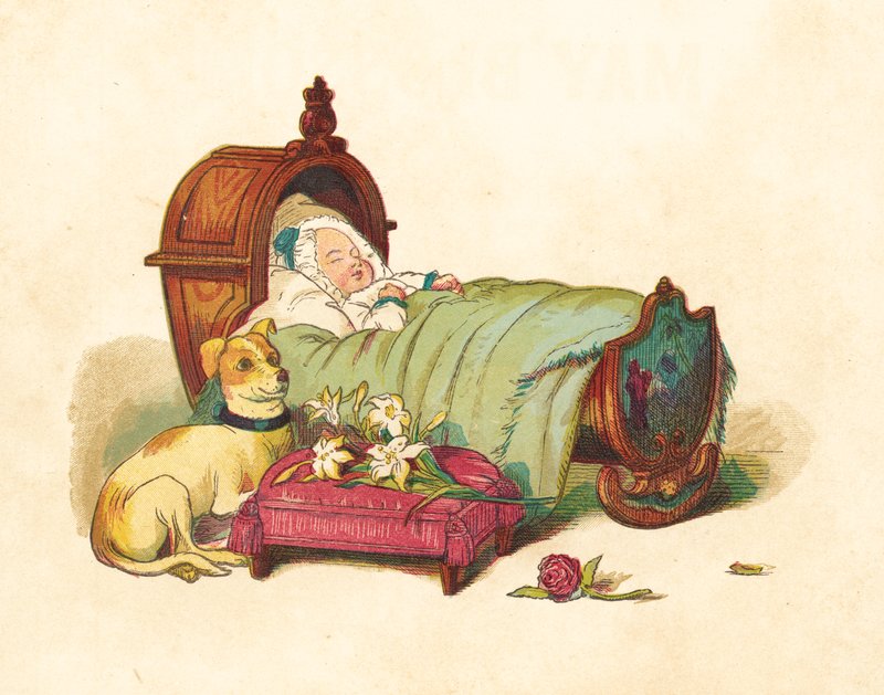 La princesse Victoria endormie dans son berceau (lithographie en couleur) - Henry Hetherington Emmerson