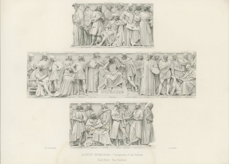Sculptures sur le podium du Mémorial Albert - Henry Hugh Armstead