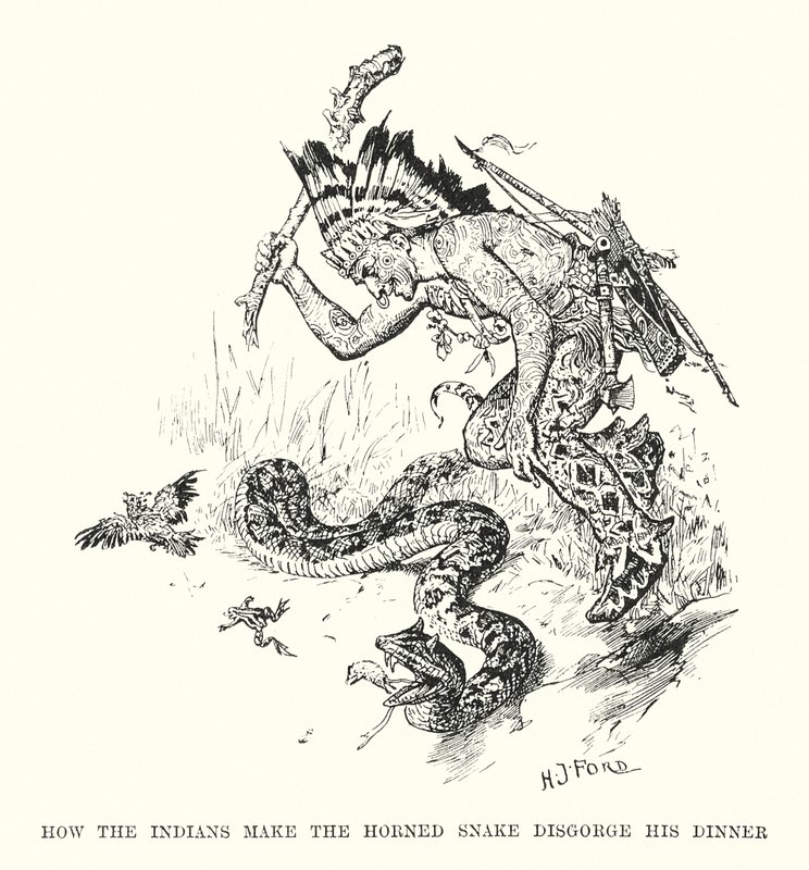 Comment les Indiens font régurgiter le serpent cornu - Henry Justice Ford