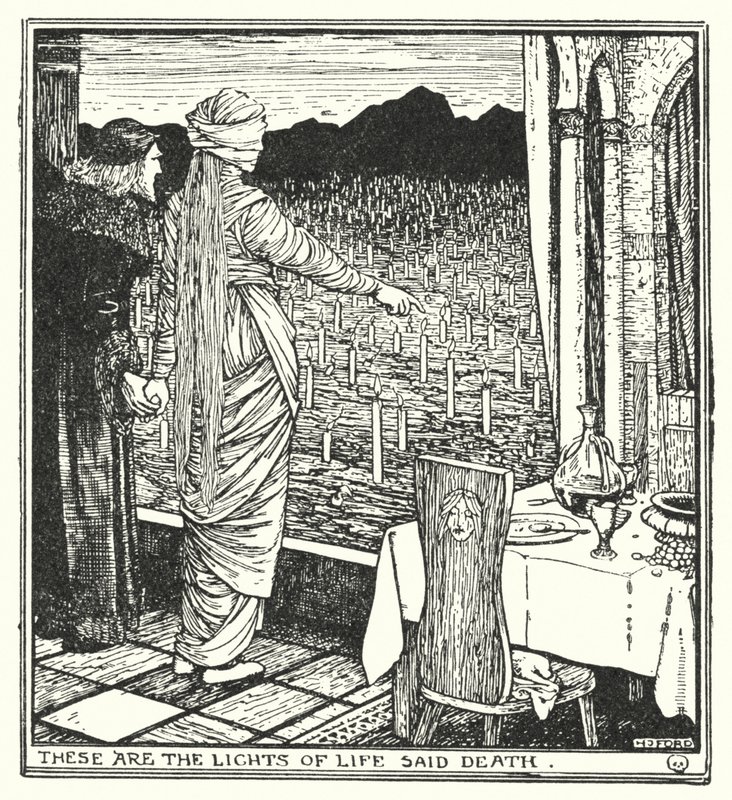 Ce sont les lumières de la vie dit la Mort (lithographie) - Henry Justice Ford