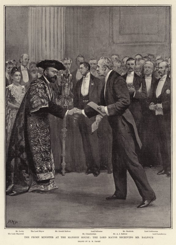 Le Premier ministre à Mansion House, le Lord Maire recevant M. Balfour - Henry Marriott Paget
