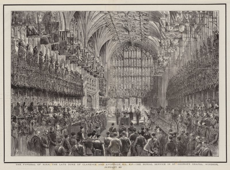 Les funérailles de SAR feu le duc de Clarence et Avondale, KG, KP, le service funèbre à la chapelle Saint-Georges, Windsor, 20 janvier - Henry William Brewer
