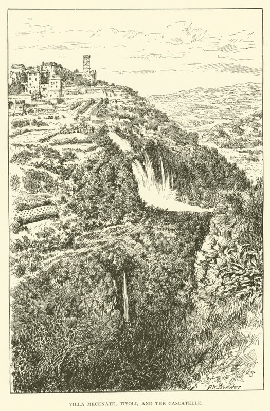 Villa Mecenate, Tivoli, et les Cascatelles - Henry William Brewer