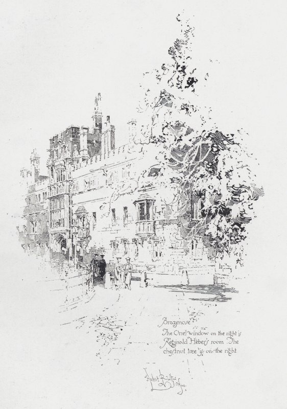 Brasenose College, Oxford, montrant la chambre du clergyman et écrivain anglais Reginald Heber - Herbert (after) Railton