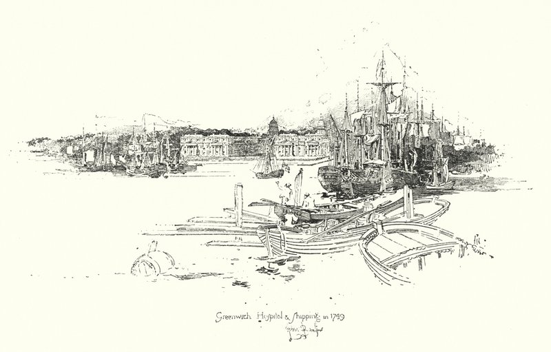 Hôpital de Greenwich et navigation, en 1749 - Herbert (after) Railton