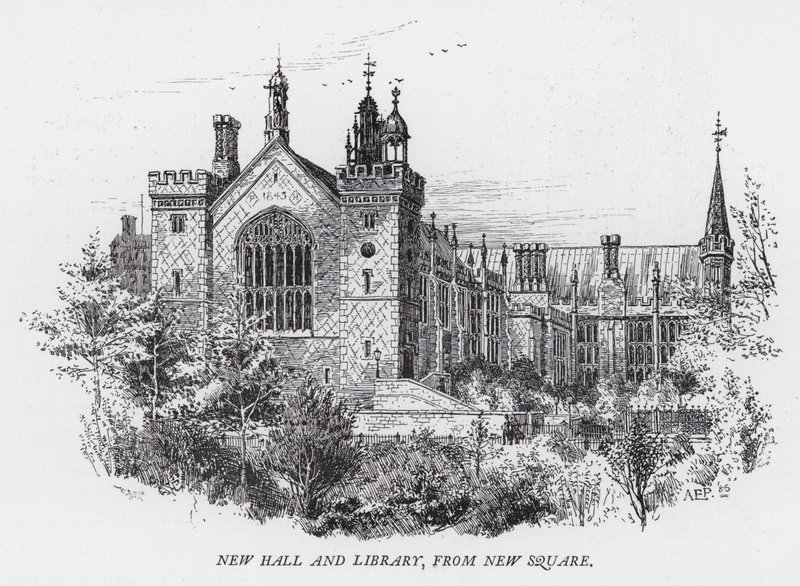 New Hall et Bibliothèque, depuis New Square (gravure) - Herbert (after) Railton